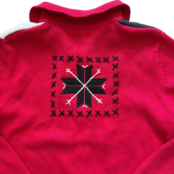 Vintage 90s Field Gear Cardigan Women's Size Small Red Winter Sports Holiday Zip - Picture 4 of 11